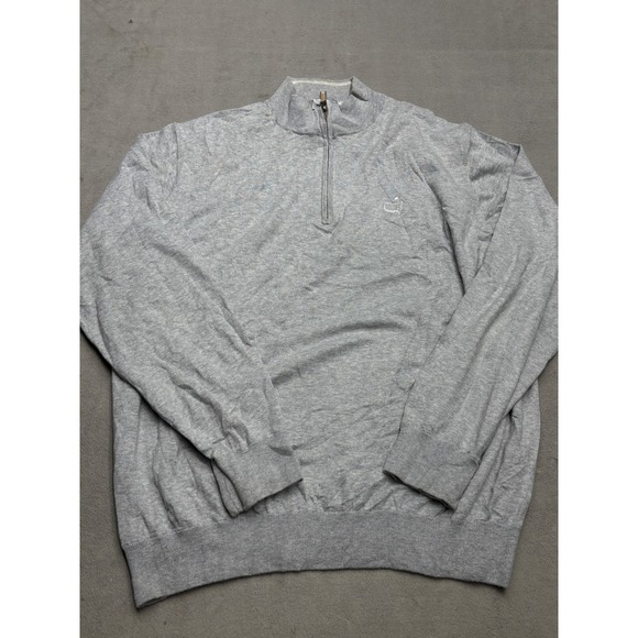 Peter Millar Masters Quarter Zip Pullover Sweatshirt Mens XL Grey Golf
